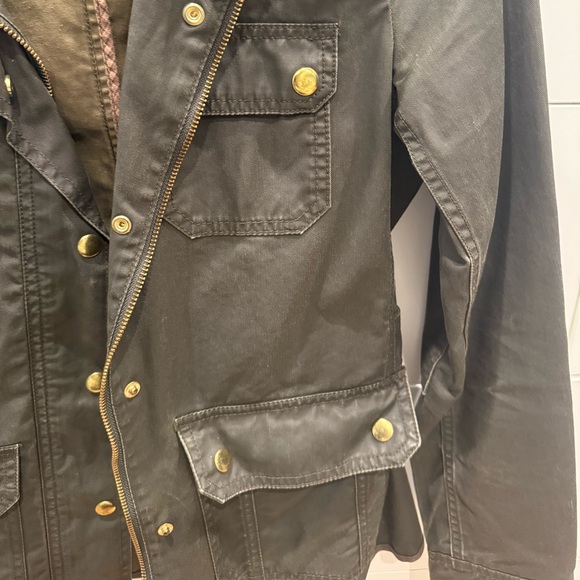 J. Crew‎ Downtown Field Utility Chore Barn Jacket Wax Coated Army Green XS - Picture 4 of 7